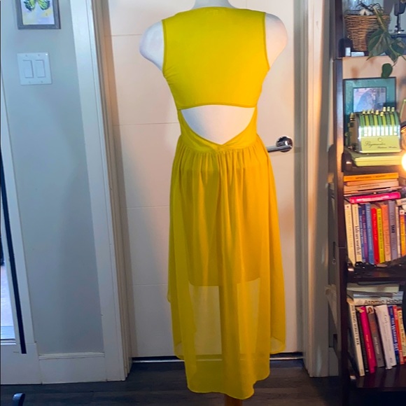 NEW Beautiful Sheer Yellow Asymmetrical Dress - Picture 4 of 4